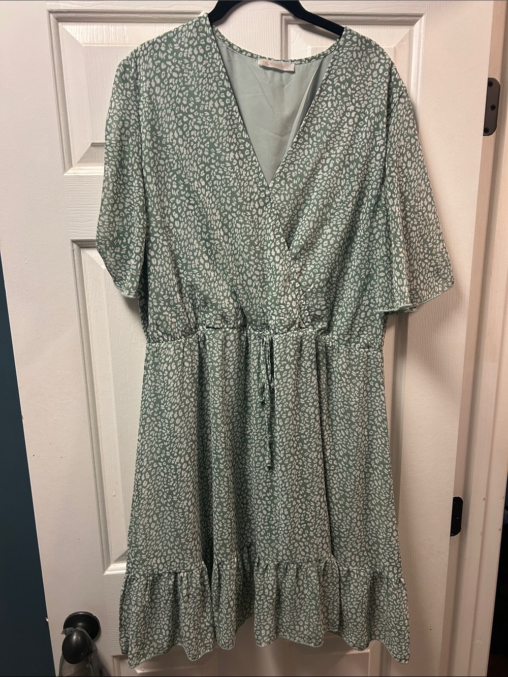 Amazon Mint Green Printed Wrap-Front Midi Dress